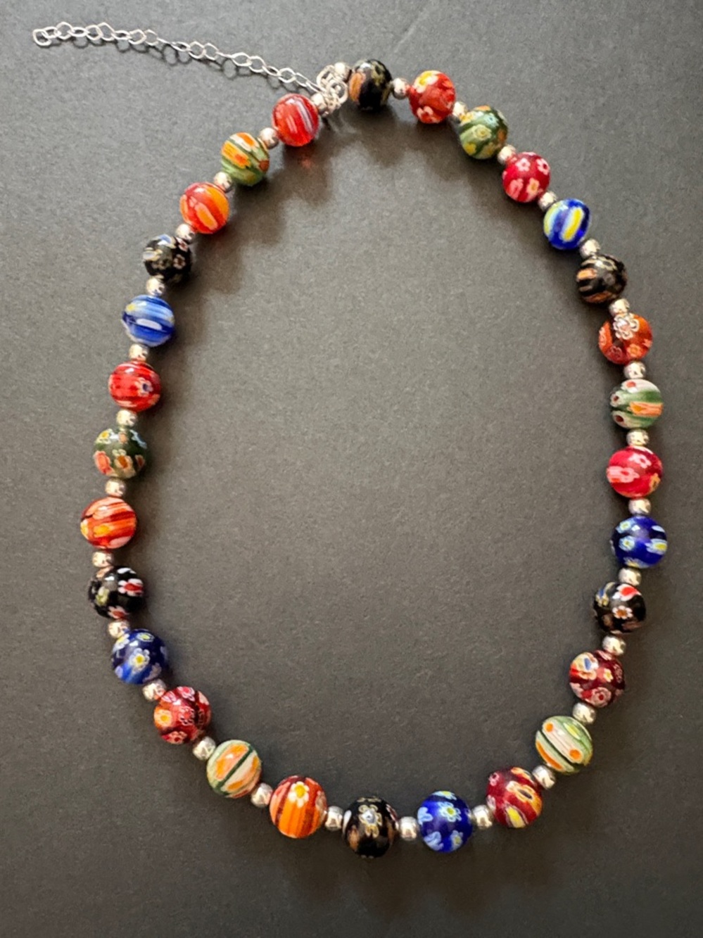 Multicolor Murano Glass Beaded Necklace- 16"- 19" LIKE NEW
